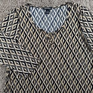 BYdesign Geometric blouse Top XL textured business casual office Womens black